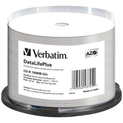Диски CD-R Verbatim (43745) 700MB 52x Wide Printable, 50 шт Spindle (43745)