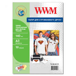 Термотрансферная Бумага WWM для светлых тканей 140Г/м кв, А3, 10л (TL140.А3.10)
