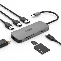 Док-станция Acer 7in1 Type C dongle: 1 x HDMI, 3 x USB3.2, 1 x SD/TF, 1 x PD (HP.DSCAB.008)