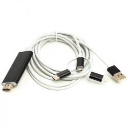 Кабель PowerPlant HDMI (M) - Lightning, Type-C, mirco USB, 1 м (CA911912)