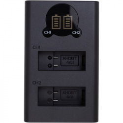 Зарядное устройство с дисплеем PowerPlant GoPro DL-AHDBT901 для двух аккумуляторов (CH980352)