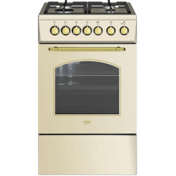 Плита комбинированная Beko  - 50х60 см/4 конфорки/чугун/55л/4 прогр./кремовый (CSS52125DCR)