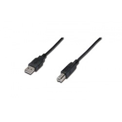 Кабель DIGITUS USB 2.0 (AM/BM) 1.8m, black (AK-300102-018-S)