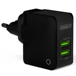 Мережевий зарядний пристрій Intaleo TCA242 (2USB, 2.4A) Black (1283126491733) (1283126491733)