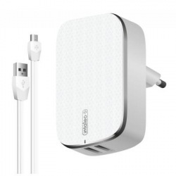 Мережевий зарядний пристрій Intaleo TCA242 (2USB, 2.4A) White (1283126477461) + кабель microUSB (1283126477461)