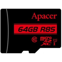 Карта пам’яті Apacer 64GB microSDXC C10 UHS-I R85MB/s + SD (AP64GMCSX10U5-R)