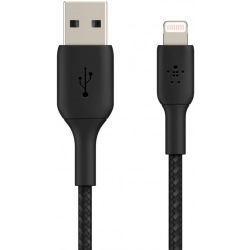 Кабель Belkin USB-A - Lightning, BRAIDED, 1m, black (CAA002BT1MBK)