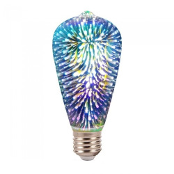 Філоментна LED лампа V-TAC, 3W, SKU-2705, ST64-E27, 3D FILAMENT BULB-3000K (3800157641531)