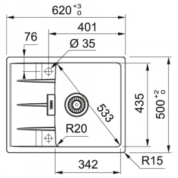 Кухонная мойка Franke Centro CNG 611-62/114.0630.421/фраграніт/620х500х20/ серый камень (114.0630.421)