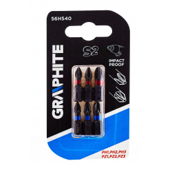 Биті ударні GRAPHITE PH1 / 2/3, PZ1/2/3 x 25 мм, 6 шт. (56H540)