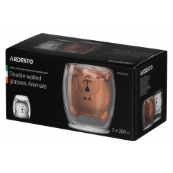 Набор чашек Ardesto Animals с двойными стенками, 250 мл, 2 шт, боросиликатное стекло (AR2625GA)