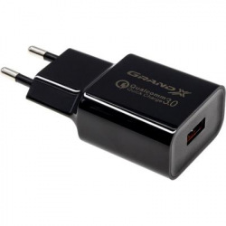 Мережевий зарядний пристрій Grand-X Fast Charge 3-в-1 Quick Charge 3.0, FCP, AFC, 18W (CH-350B) (CH-350B)