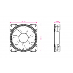 Корпусний вентилятор 2E GAMING AIR COOL (ACF120B), 120мм, Molex 4PIN +2510-3PIN, чорні лопаті, чорна рамка (2E-ACF120B)