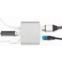 Адаптер Digitus USB Type-C USB 3.0 Multiport adapter 4K HDMI, 2xUSB 3.0, Gigabit Ethernet (DA-70847)