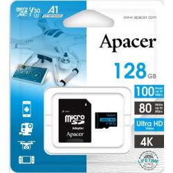 Карта пам`ятi MicroSDXC 128GB UHS-I/U3 Class 10 Apacer + SD adapter (AP128GMCSX10U7-R) (AP128GMCSX10U7-R)
