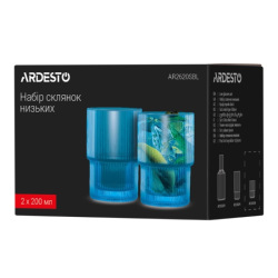 Набір склянок низьких Ardesto 200мл, 2шт, скло, блакитний (AR2620SBL)