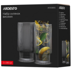 Набір склянок високих Ardesto Graphite 380 мл, 2 шт., скло (AR2638SG)