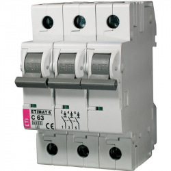 Автоматический  выключатель ETI,  ETIMAT 10  3p C 63А (6 kA) (2135722)