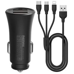 Автомобільний ЗП Remax Rocket 2хUSB 2.4A with cable black (RCC-217-BLACK)