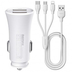 Автомобільний ЗП Remax Rocket 2хUSB 2.4A with cable white (RCC-217-WHITE)