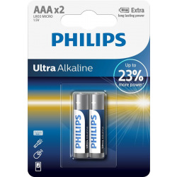 Батарейка Philips Ultra Alkaline AAA BLI 2 (LR03E2B/10) лужні