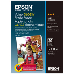 Фотопапір Epson Value Glossy Photo Paper 183 г/м кв, 10 x 15см, 20 арк. (C13S400037) для HP Photosmart 8053