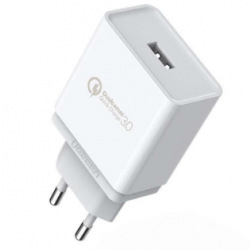 Зарядний пристрій USB-A QC3.0 18W White QC3.0 Output: 5V-3A、9V-2A、12V-1.5A CD122/10133 (CD122/10133)