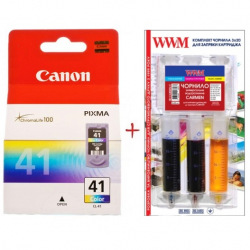 Картридж Canon CL-41C + Заправний набір Color (Set41-inkC)