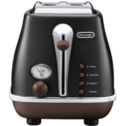 Тостер  DeLonghi Icona Vintage 900Вт, нержавейка, односторонний подогрев, черный (CTOV2103BK)