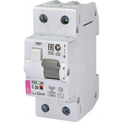 Диференційний автоматичний вимикач  ETI, KZS-2M C 20/0,03 тип AC (10kA) (2173125)