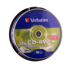 Диск Verbatim CD-RW DL+ 700 MB/80 min 8x-12x Cake Box 10шт (43480)