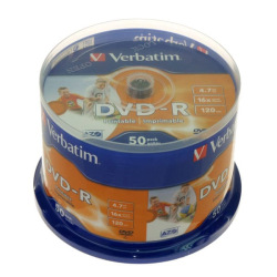 Диск Verbatim DVD-R 4.7 GB/120 min 16x Cake Box 50шт (43533) Printable
