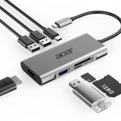 Док-станція Acer 7in1 Type C dongle: 3 x USB 3.0, 1 x HDMI, 1 x Type C PD, 1 x SD Card reader, 1 x TF (HP.DSCAB.001)