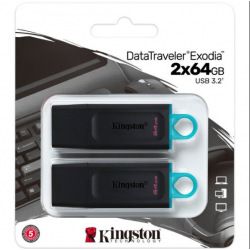 Флеш пам’ять USB3.2 Gen 1 DataTraveler Exodia (Bla ck+Blue) - 2 Pack DTX/64GB-2P (DTX/64GB-2P)