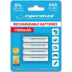 Акумулятор Esperanza  Ni-MH AAA 1000 mAh, 4шт, білий EZA102W (EZA102W)