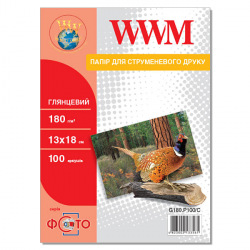 Фотобумага WWM глянцевая 180Г/м кв, 13х18см, 100л (G180.P100/C)