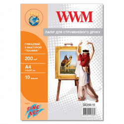 Фотобумага WWM глянцевая "Ткань" 200Г/м кв, А4, 10л (GC200.10)