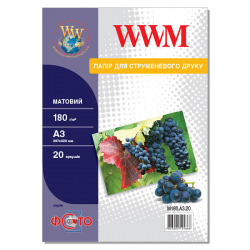 Фотобумага WWM матовая 180Г/м кв, А3, 20л (M180.А3.20)