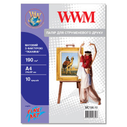 Фотобумага WWM матовая "Ткань" 190Г/м кв, А4, 10л (MC190.10)