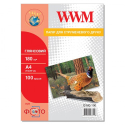 Фотобумага WWM глянцевая 180Г/м кв, А4, 100л (G180.100)