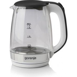 Електрочайник Gorenje 1.7л, 2,200 Вт, strix контроль, скло, білий (K17GXG)