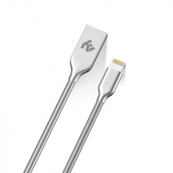 Кабель 2E USB 2.4- Lightning Spring Metal, Silver 1м (2E-CCTI36M-1S)