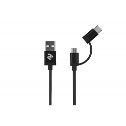 Кабель 2E USB to Micro + Type C, 5V/2.4A, 1m, Black (2E-CCMTAB-BL)