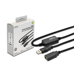 Кабель Digitus USB 2.0 (AM/AF) 10.0m, активний, Black (DA-73100-1)