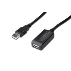 Кабель DIGITUS USB 2.0 (AM/AF) активний подовжувач 25м Black (DA-73103)