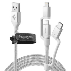 Кабель Spigen Essential C10i3 Silver USB-C+Micro-B 5-pin+USB Lightning to USB 2.0 (000CB23017)