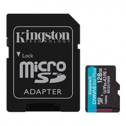 Карта пам’яті Kingston 128GB microSDXC C10 UHS-I U3 A2 R170/W90MB/s Canvas Go Plus + SD адаптер (SDCG3/128GB)