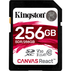 Карта памяти Kingston  256GB SDXC C10 UHS-I U3 R100/W80MB/s (SDR/256GB)