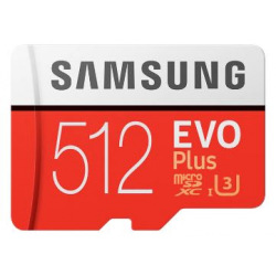 Карта пам’яті Samsung 512GB microSDXC C10 UHS-I U3 R100/W90MB/s Evo Plus + SD адаптер (MB-MC512GA/RU)