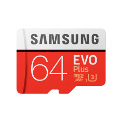 Карта памяти Samsung 64GB microSDXC C10 UHS-I U3 R100/W90MB/s Evo Plus V2 + SD адаптер (MB-MC64GA/RU)